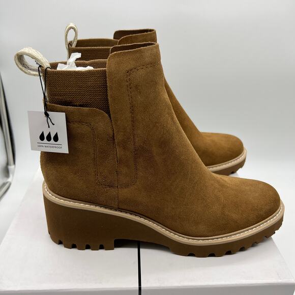 Dolce Vita Suede Waterproof Ankle Boots Size 8.5 Brown Color - Picture 2 of 11